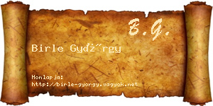 Birle György névjegykártya